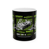Money Power Ceramic Mug Dollar Stack Neon Green Graphic Hustle Mindset Streetwear Motivational Coffee Tea Cup