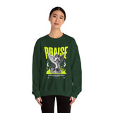 Praise Angel Statue Graphic Unisex Heavy Blend Crewneck Sweatshirt Gothic Spiritual Streetwear Pullover