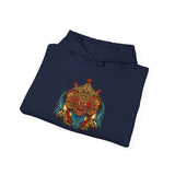 Balinese Barong Mask Unisex Hoodie Heavy Blend Pullover Sweatshirt Tribal Cultural Warrior Spirit Inspired Mythical Festival Graphic Streetwear
