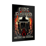 Firefighter Motivational Poster One Life One Decision Wall Art Tribute To Heroes Courage Quote Fire Rescue Design Home Decor Gift For Firefighters Gym Office Inspirational Wall Print