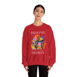 Blooms Person Unisex Heavy Blend Crewneck Sweatshirt Graphic Pullover Black Abstract Colorful Floral Head Artistic Modern Streetwear Creative Futuristic Fashion Outfit