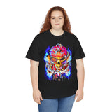 Flaming Pirate Skull Unisex Heavy Cotton Tee Bold Nautical Skull Streetwear T Shirt Fiery Gothic Rebellion Design Perfect For Bikers Gamers Artists And Metal Lovers