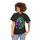 Vibrant Comic-Symbiotic Madness Unisex Heavy Cotton Tee Bold Gothic Streetwear Dark Psychological Art Design Intense Graphic Statement Shirt for Visionaries and Creators