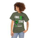 Final Stage Unisex Heavy Cotton Tee Graphic Black T Shirt Skull Neon Green Streetwear Futuristic Cyberpunk Bold Artistic Fashion Outfit