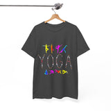 Unisex Yoga Graphic T Shirt Colorful Pose Typography Tee Spiritual Mindfulness Meditation Fitness Lifestyle Heavy Cotton Top for Men and Women
