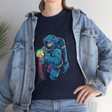 Galactic Dream Astronaut Neon Art Unisex Heavy Cotton Tee Bold Cosmic Streetwear Graphic T Shirt Vibrant Space Design Comfortable Classic Fit Everyday Wear Perfect Gift for Sci Fi Lovers and Creative Minds