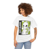 Not Alone Alien Unisex T Shirt Cartoon UFO Graphic Tee Extraterrestrial Sci Fi Space Themed Paranormal Conspiracy Inspired Streetwear Top