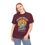 Golden Dreams Silver Reality Money Graphic Unisex Heavy Cotton Tee Bold Hustler Cash Bag Dollar Streetwear Motivational T Shirt