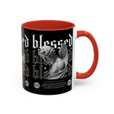 Blessed Angel Statue Graphic Accent Coffee Mug 11oz 15oz Gothic Streetwear Aesthetic Spiritual Artistic Ceramic Drinkware