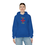 Unisex Deus Vult Hoodie Medieval Crusader Cross Heavy Blend Hooded Sweatshirt Warrior Knight Inspired Vintage Christian Symbol Streetwear