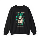 I Don’t Care True Freedom Angel Unisex Heavy Blend Crewneck Sweatshirt Gothic Cherub Graphic Bold Motivational Streetwear Statement Pullover