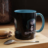 Space Galaxy Accent Coffee Mug 11oz 15oz Astronaut Spacecraft Earth Black Two Tone Ceramic Cup Gift for Space Lovers