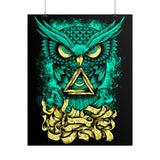 The Watcher Owl All Seeing Wisdom Matte Vertical Poster Mystical Neon Owl Wall Art Geometric Spiritual Symbol Print For Home Office Studio Decor Perfect For Visionary Thinkers And Creators