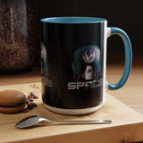 Space Galaxy Accent Coffee Mug 11oz 15oz Astronaut Spacecraft Earth Black Two Tone Ceramic Cup Gift for Space Lovers