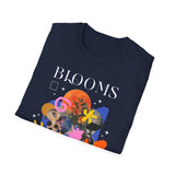 Blooms Person Unisex Softstyle T Shirt Modern Graphic Tee Black Artistic Abstract Colorful Floral Head Design Futuristic Streetwear Creative Fashion Outfit