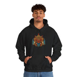 Balinese Barong Mask Unisex Hoodie Heavy Blend Pullover Sweatshirt Tribal Cultural Warrior Spirit Inspired Mythical Festival Graphic Streetwear