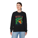 Beast Of The Stadium Unisex Crewneck Sweatshirt Heavy Fleece Blend Neon Crocodile Power Design Electric Green Reptile Streetwear Bold Statement Fashion For Cold-Season Trendsetters