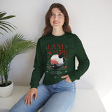 Landscape Unisex Heavy Blend Crewneck Sweatshirt Graphic Pullover Black Nature Inspired Abstract Mountain Outdoor Adventure Modern Streetwear Artistic Creative Fashion Outfit