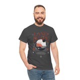 Landscape Unisex Heavy Cotton Tee Graphic T Shirt Black Nature Inspired Abstract Mountain Design Modern Streetwear Outdoor Adventure Artistic Fashion Outfit