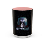 Space Galaxy Accent Coffee Mug 11oz 15oz Astronaut Spacecraft Earth Black Two Tone Ceramic Cup Gift for Space Lovers
