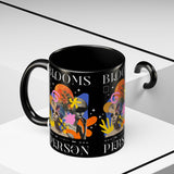 Blooms Person Accent Coffee Mug 11oz 15oz Abstract Floral Head Artistic Colorful Modern Creative Design Black White Ceramic Tea Cup Streetwear Inspired Artistic Fashion Drinkware