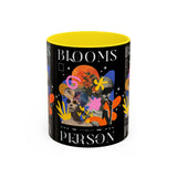 Blooms Person Accent Coffee Mug 11oz 15oz Abstract Floral Head Artistic Colorful Modern Creative Design Black White Ceramic Tea Cup Streetwear Inspired Artistic Fashion Drinkware