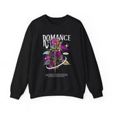 Romance Rose Unisex Heavy Blend Crewneck Sweatshirt Graphic Pullover Black Gothic Aesthetic Love Inspired Streetwear Fashion Artistic Outfit