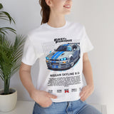 Nissan Skyline GT R R34 Inspired Illustrated JDM Racing Car Graphic T Shirt Iconic Japanese Performance Street Racing Culture Automotive Streetwear Gift For Car Enthusiasts
