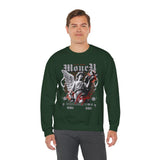 Money Bright Unisex Heavy Blend Crewneck Sweatshirt Angel Statue Graphic Gothic Streetwear Red Neon Artistic Fashion Pullover