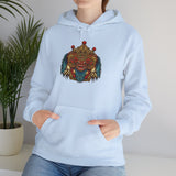 Unisex Balinese Barong Mask Hoodie Heavy Blend Pullover Sweatshirt Tribal Cultural Warrior Spirit Inspired Mythical Festival Graphic Streetwear