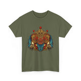 Unisex Balinese Barong Mask Graphic T Shirt Mythical Cultural Warrior Spirit Inspired Tee Tribal Festival Art Streetwear Heavy Cotton Top