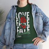 Love Fake Friendship Rose Graphic Unisex Heavy Cotton Tee Bold Statement Streetwear T Shirt Empowering Artistic Floral Design for Self Expression Perfect Gift for Friends Birthdays Parties Casual Wear