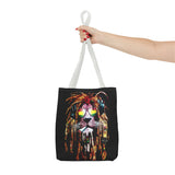 Rasta Lion Eco Tote Bag Vibrant Reggae Inspired Artistic Lion with Headphones Jamaican Island Style Bold Art Print Durable Cotton Canvas Bag for Music Lovers Travel or Daily Use by KLASSORO