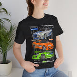 Street Racing Trio JDM Cars Graphic Unisex Heavy Cotton Tee for Drift Fans Performance Lovers and Streetwear Enthusiasts