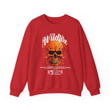 Wildfire Skull Flames Unisex Heavy Blend Crewneck Sweatshirt Gothic Inferno Graphic Bold Streetwear Motivational Statement Pullover