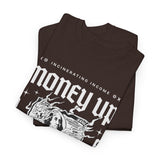 Money Up In Flames Unisex Heavy Cotton Tee Graphic T Shirt Black Streetwear Bold Money Graphic Fire Design Hustler Entrepreneur Alpha Mindset Wealth Fashion