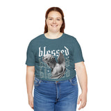 Blessed Angel Statue Graphic Unisex Jersey Short Sleeve Tee Gothic Streetwear Aesthetic Spiritual Bold Artistic Fashion T Shirt