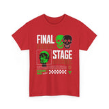 Final Stage Unisex Heavy Cotton Tee Graphic Black T Shirt Skull Neon Green Streetwear Futuristic Cyberpunk Bold Artistic Fashion Outfit