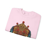 Unisex Mythical Tribal Mask Crewneck Sweatshirt Heavy Blend Pullover Cultural Warrior Spirit Inspired Festival Graphic Art Streetwear Top