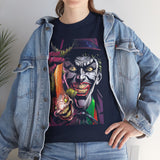Jocker Sinister Grin Unisex Heavy Cotton Tee Gothic Streetwear Bold Horror Art Design Dark Psychological Graphic Shirt For Fearless Souls And Creative Collectors