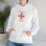 Unisex Deus Vult Hoodie Medieval Crusader Cross Heavy Blend Hooded Sweatshirt Warrior Knight Inspired Vintage Christian Symbol Streetwear