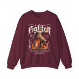 Fighter Resilience Victorious Flame Statue Graphic Unisex Heavy Blend Crewneck Sweatshirt Motivation Streetwear Pullover