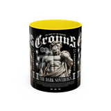 Cronus The Dark Sovereign Accent Coffee Mug 11oz 15oz Greek Mythology Statue Graphic Gothic Streetwear Bold Artistic Ceramic Cup
