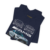 Mercedez Benz AGM Aggressive Silver Widebody Supercar Blueprint Unisex Heavy Cotton Tee Performance Street Machine Graphic Shirt For Car Lovers And Gearheads