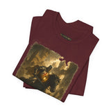 Medieval Knight On Horseback Fantasy Art Unisex Heavy Cotton Tee Epic Warrior Adventure Graphic Shirt Heroic Battle Scene Streetwear Bold Artistic Design