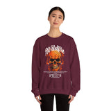 Wildfire Skull Flames Unisex Heavy Blend Crewneck Sweatshirt Gothic Inferno Graphic Bold Streetwear Motivational Statement Pullover