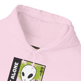 Unisex Not Alone Alien Hoodie UFO Graphic Pullover Sweatshirt Cartoon Extraterrestrial Sci Fi Space Themed Conspiracy Inspired Paranormal Streetwear