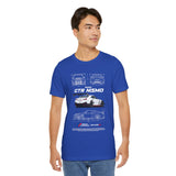 White Track Racing Blueprint Artwork Unisex Heavy Cotton Tee High Performance Inspired Streetwear Graphic Shirt For Car Lovers And Speed Enthusiasts