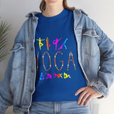 Yoga Graphic Unisex T Shirt Colorful Pose Typography Tee Spiritual Mindfulness Meditation Fitness Lifestyle Heavy Cotton Top for Men and Women