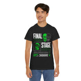 Final Stage Unisex Heavy Cotton Tee Graphic Black T Shirt Skull Neon Green Streetwear Futuristic Cyberpunk Bold Artistic Fashion Outfit